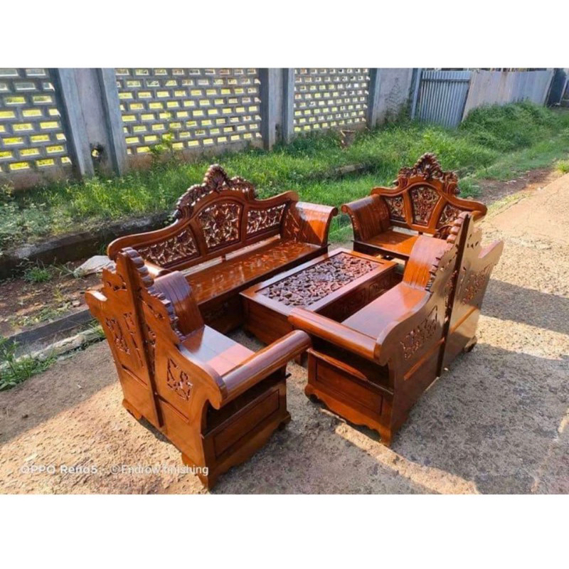 kursi tamu jati - kursi tamu jati madura keong 3211