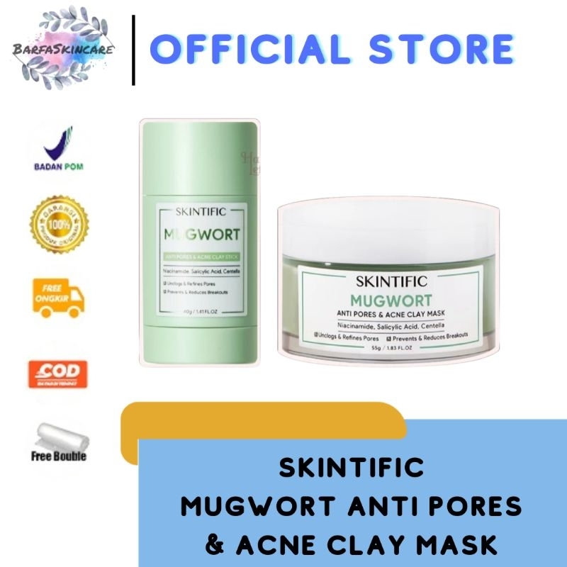 Skintific Mugwort Anti Pores & Acne Claymask 55Gr Masker Clay Wajah Alaska Volcano Skintific