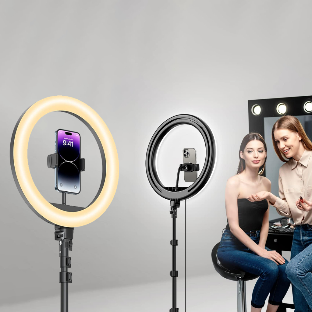 PAKET RING LIGHT 26CM + 3 HOLDER STAND BESAR RINGLIGHT 26 CM LAMPU SELFIE HP SMARTPHONE LIVE VLOGING