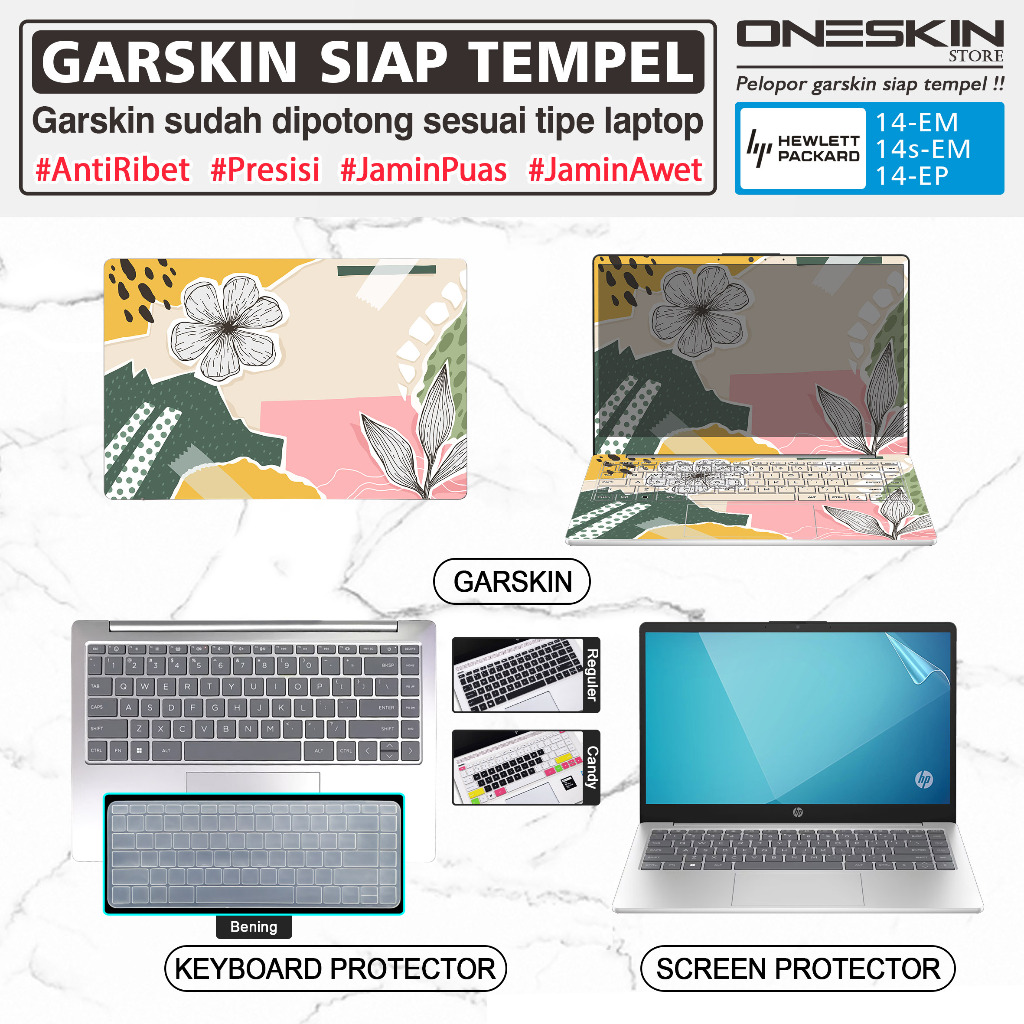 Precut Garskin Sticker Laptop Perfect Fit Pelindung Screen Keyboard Protector Kompatibel untuk HP 14