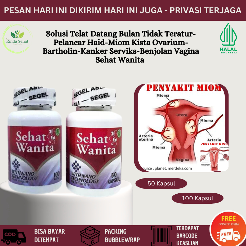 KAPSUL Sehat Wanita - OBAT Benjolan Miss V, Herbal Untuk Benjolan Daging Jadi Miss V, Supleman Benjo