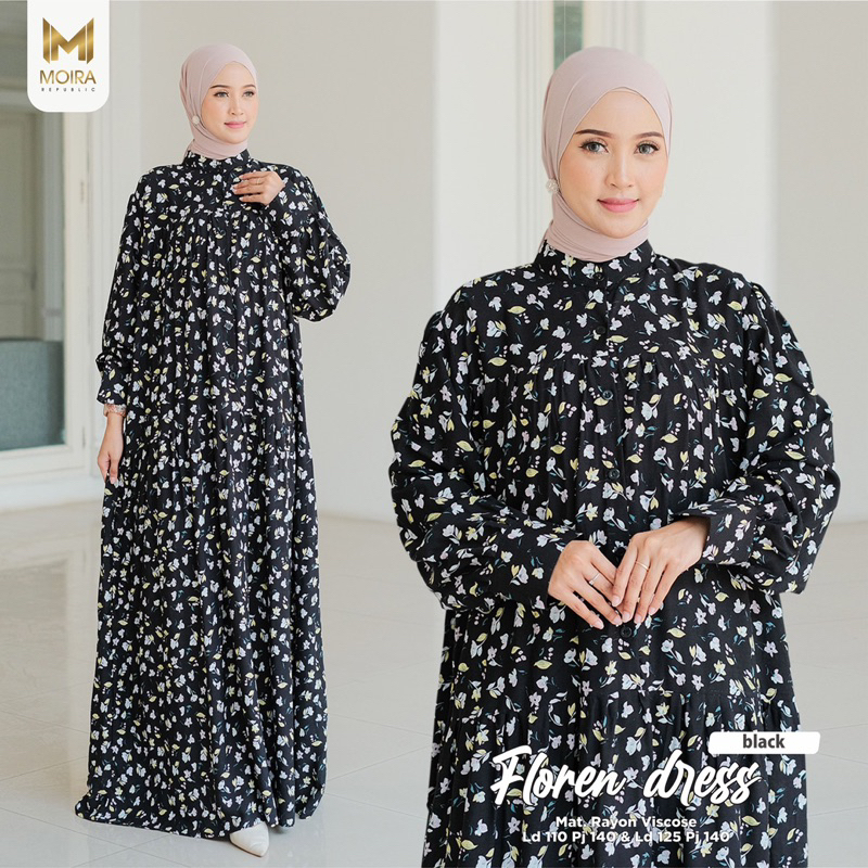 [MOIRA] TERBARU GAMIS JUMBO DEWASA DRESS KATUN RAYON VISCOSE MOTIF BUNGA KECIL BUSUI RESLETING ZIPPE