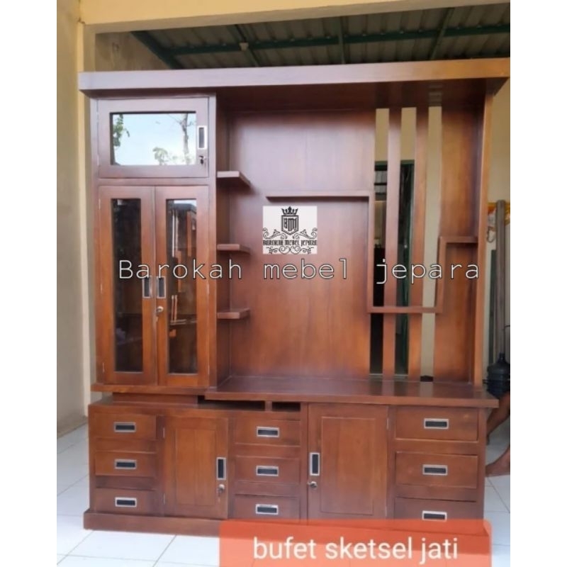 Bufet TV Partisi minimalis kayu jati