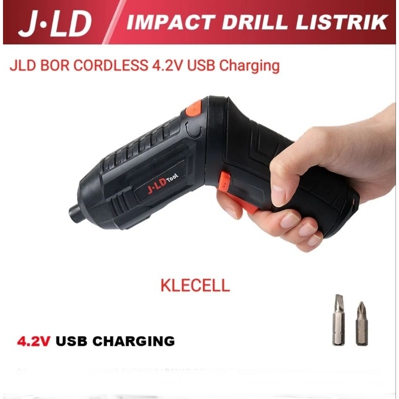 JLD Mesin Bor Obeng Baterai Cordless Screwdriver 4,2V bor cas - bor listrik mini cas Obeng Bor Bater