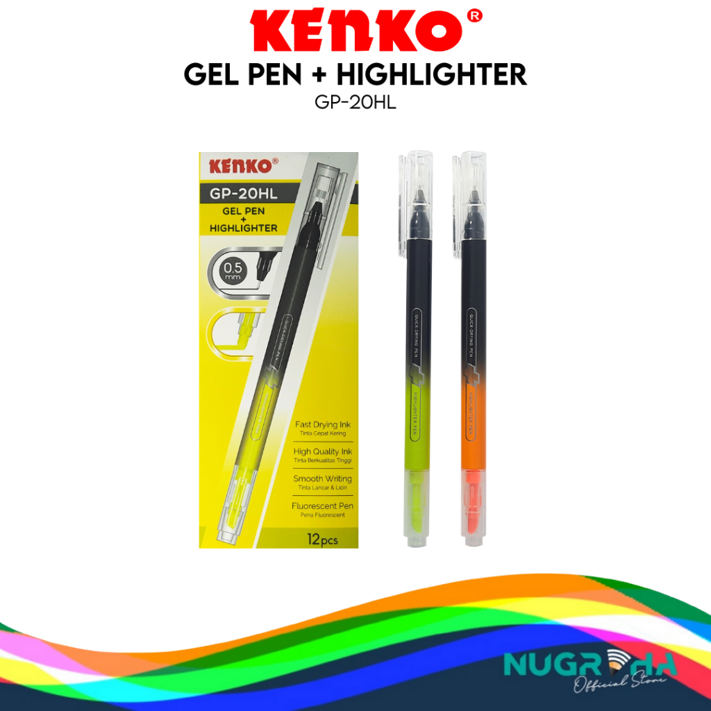 

Pulpen Gel + Highlighter Kenko GP-20HL