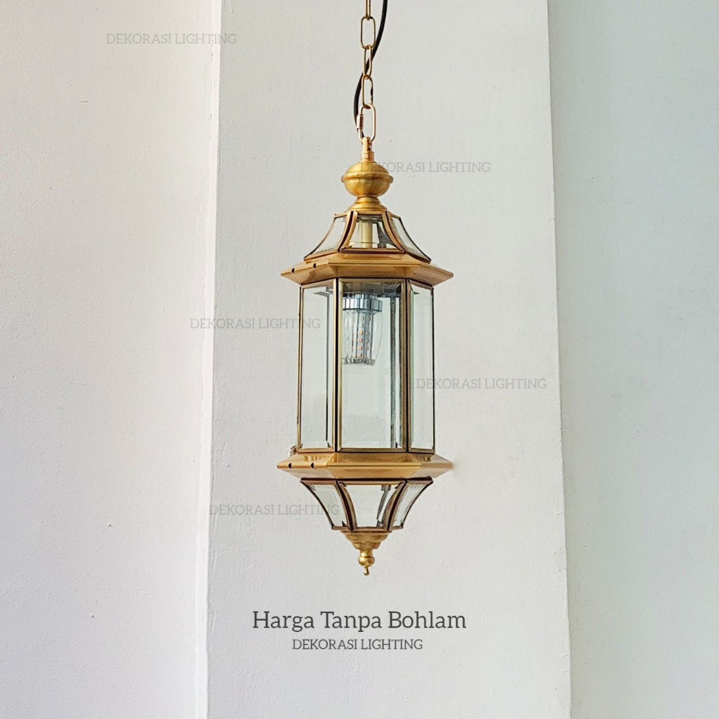 Lampu gantung gold hias kuningan klasik lampu teras ruang tamu dekor