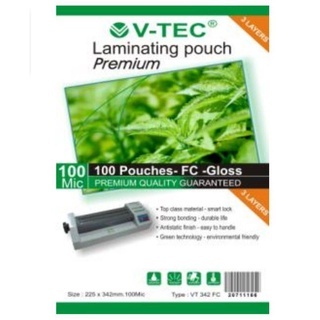 

PLASTIK LAMINATING F4 100 LEMBAR / V TEC PLASTIK LAMINATING VT-342 FOLIO / LAMINATING POUCH FOLIO 100 MIC