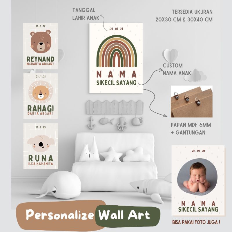 Personalize Custom Wall Art (custom nama anak) - Wall Decoration Decor Hiasan Dinding Ruang Anak paj