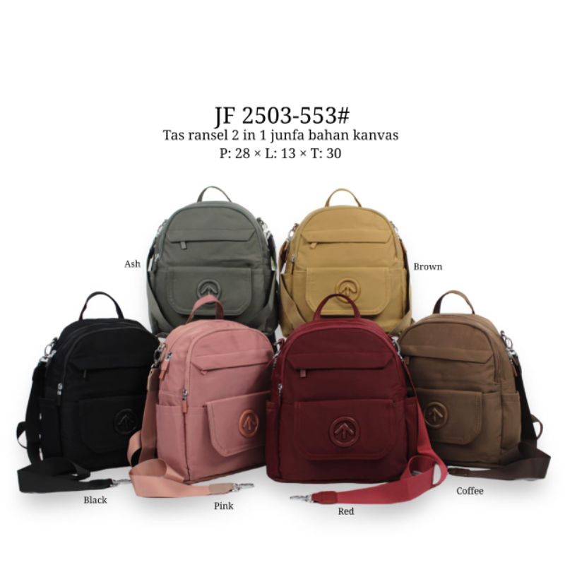 tas fashion import wanita 2in1 ransel selempang junfa backpack canvas