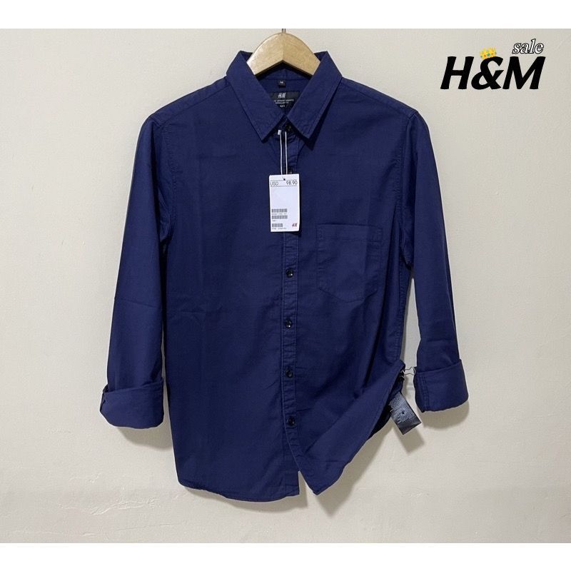 Kemeja Pria Lengan Panjang Tebal 24s | Original Cotton Pique Best Quality Kemeja Casual H&M Premium 