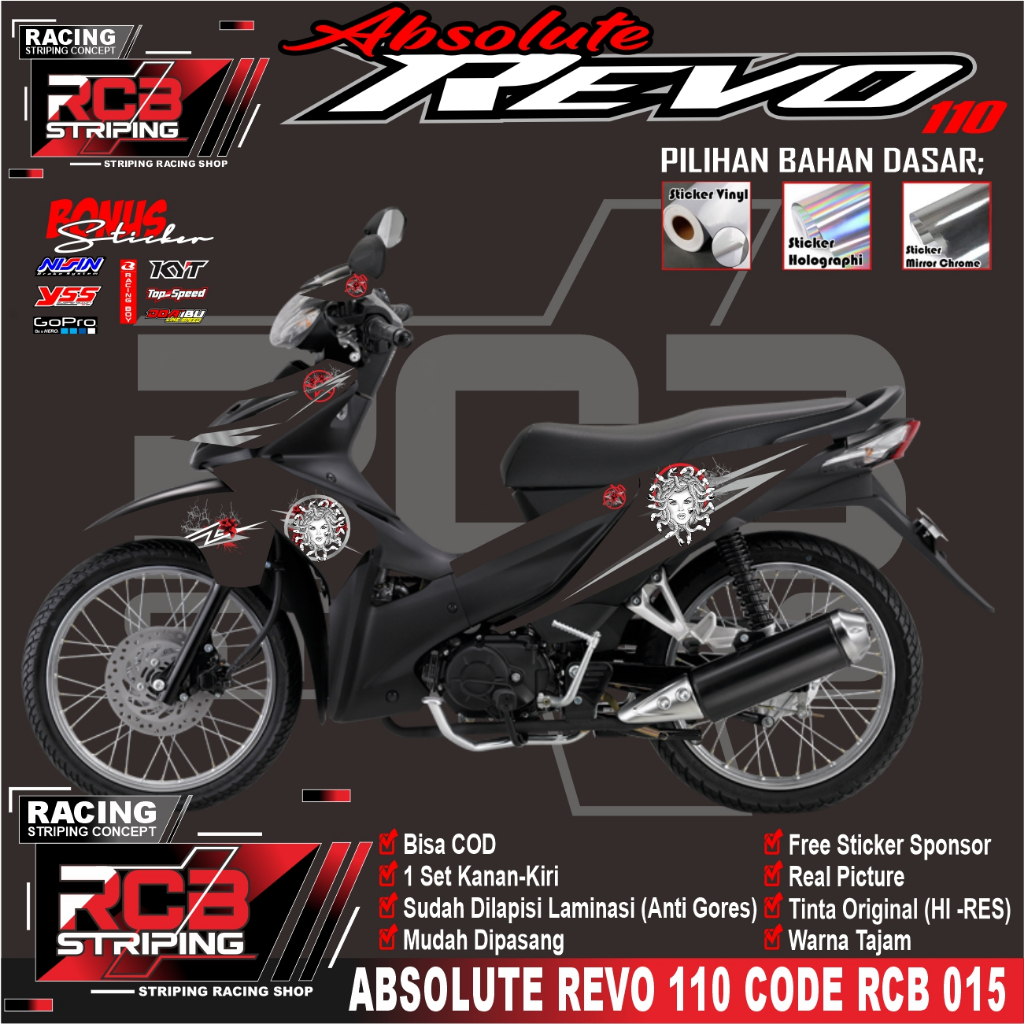 Stiker Sriping MEDUSA STIKER STRIPING MOTOR KEREN LIS VARIASI REVO ABSOLUTE MEDUSA STIKER RCB 015