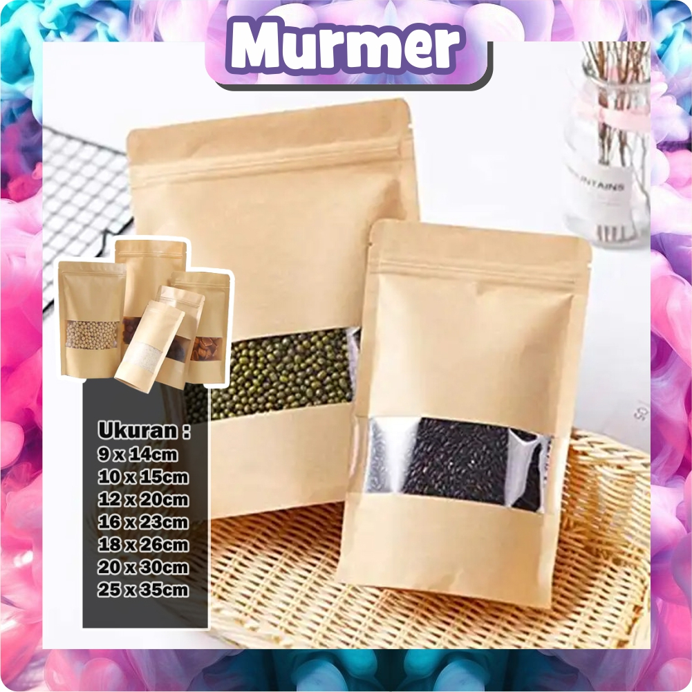 MurmerOfficial Standing Pouch Craft Non Windows Warna Coklat 13 x 18,5 cm I Kemasan Kopi I Kemasan Paper Ziplock R999