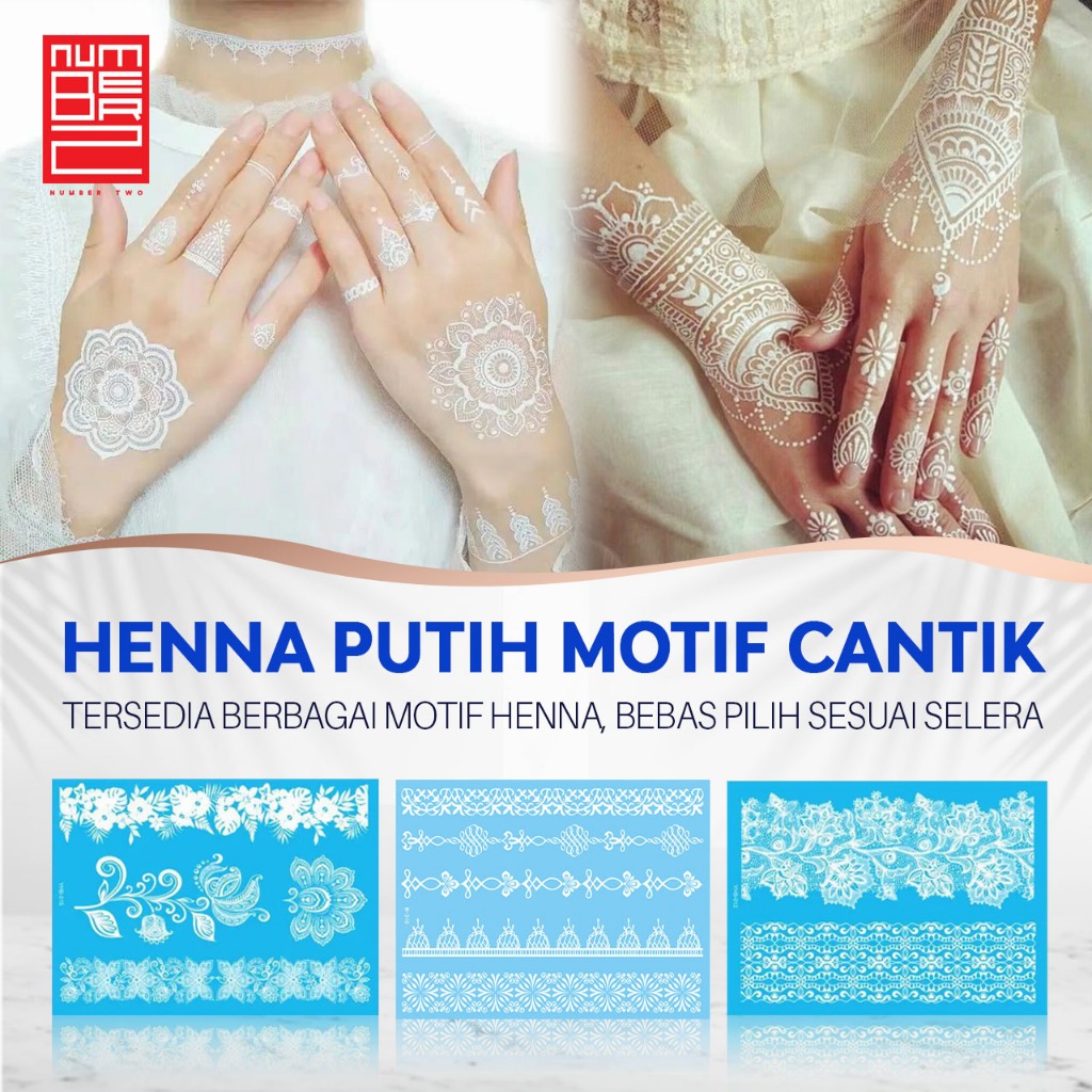 Tattoo henna warna putih white tempel instan semi permanen waterproof temporary tahan lama sticker b