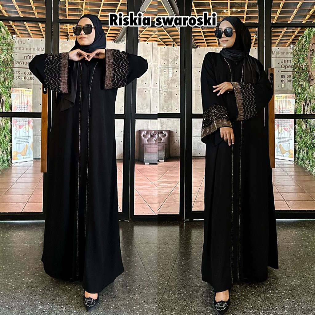 Abaya Hitam Turkey Gamis Maxi Dress Arab Saudi Turki Dubai Riskia