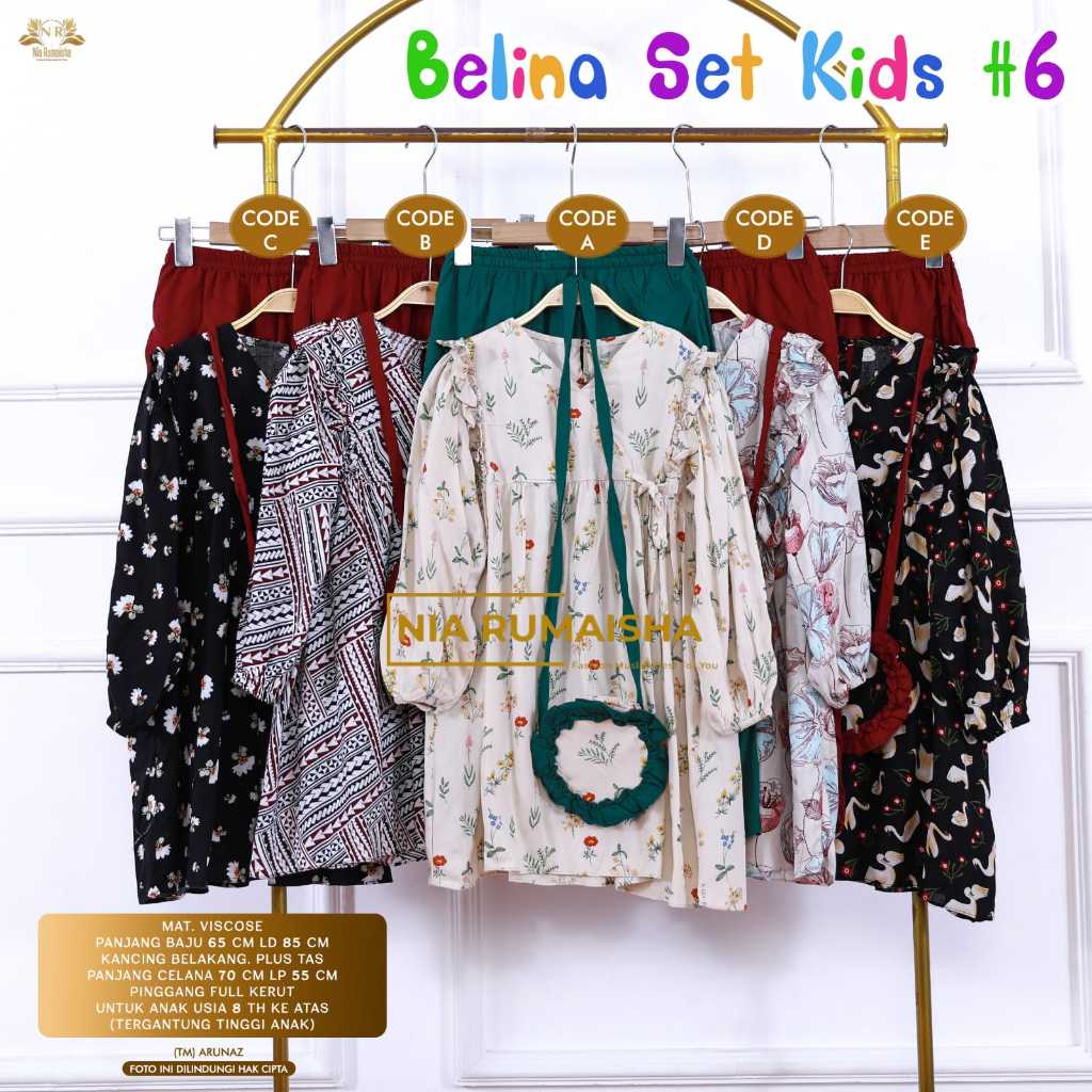 BELINA SET KIDS ONESET ANAK KATUN RAYON MOTIF BUNGA FREE TAS CANTIK SETELAN BAJU ANAK PEREMPUAN BLOU