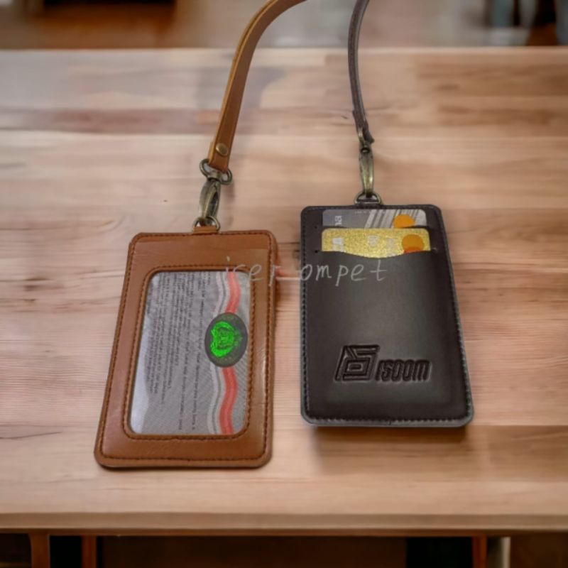 

Name Tag ID Card Kulit Holder ISD005 Name Tag Lanyard Kulit 3Slot