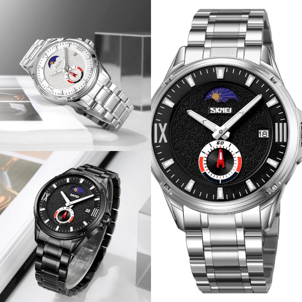 Jam Tangan pria skmei 9326 rantai moon phase original