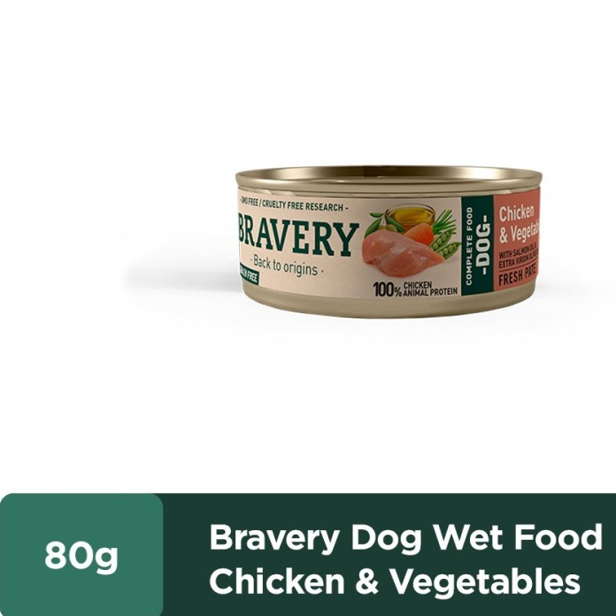 Bravery Dog Wet Food Chicken & Vegetables 80 gr / Makanan Anjing / Wet Food Anjing