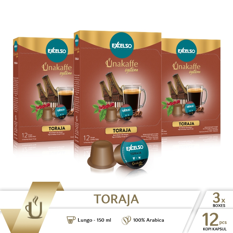 

Kopi kapsul Excelso Unakaffe Toraja - Pack Of 3 Folding Box