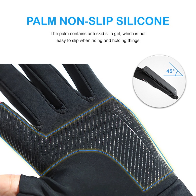 Sarung Tangan Motor Sepeda Pria Wanita Ice Silk Gloves Anti Slip Es Sutra Nyaman Dan Bernapas Cewek Anti Air Touch Screen Setengah Jari Jari Ganda Anti-slip