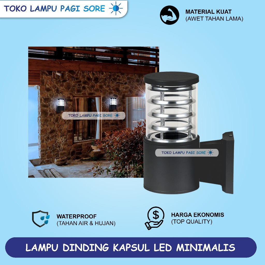 Lampu Dinding Outdoor Taman Teras / Ruang Indoor Kaca Minimalis