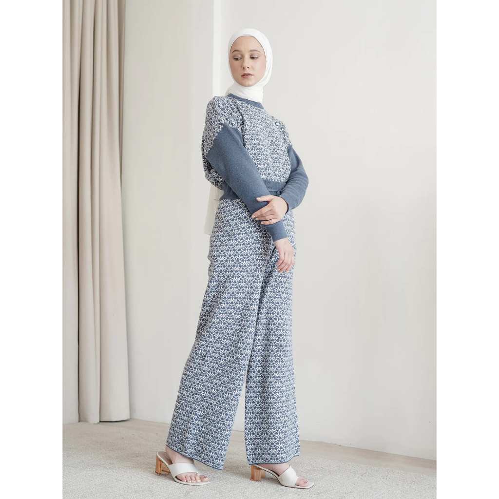 Helga Knit Pants Navy  - Aleza Label | Celana Panjang Wanita | Aleza