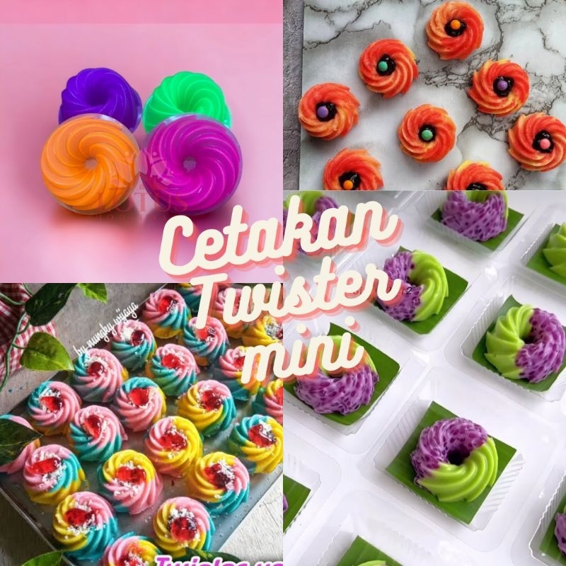 Cetakan kue kukus/jelly/puding motif twister mini plastik [12 pcs]