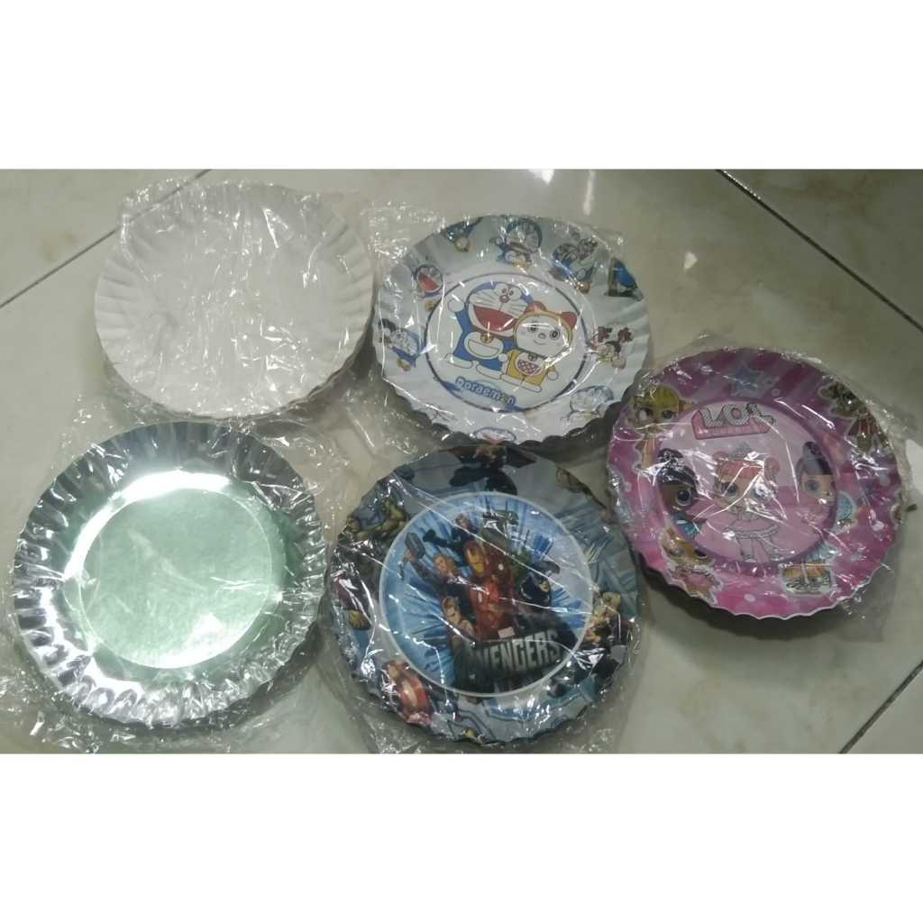 isi 10 pcs piring tart karakter cewek dan cowok/piring kue /piring ultah