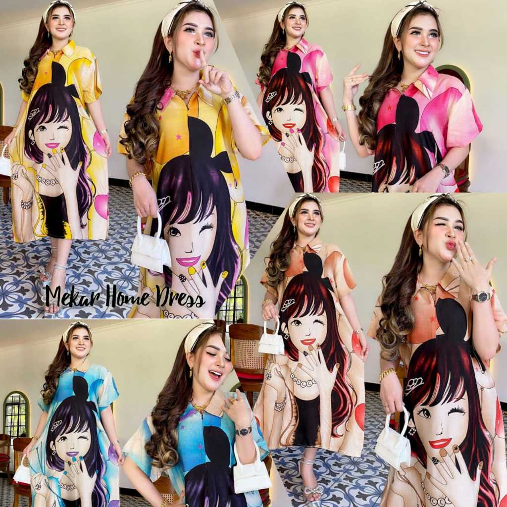 DRESS KERAH CANTIK PANJANG JUMBO LD 120 LD 130 RESLETING DEPAN BUSUI BUMIL JUMBO SUSUN BAJU TIDUR MU