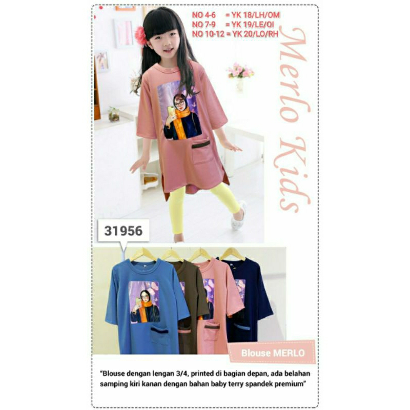 tunik anak perempuan/tunik korea/dress anak perempuan/dress korea/long tunik anak
