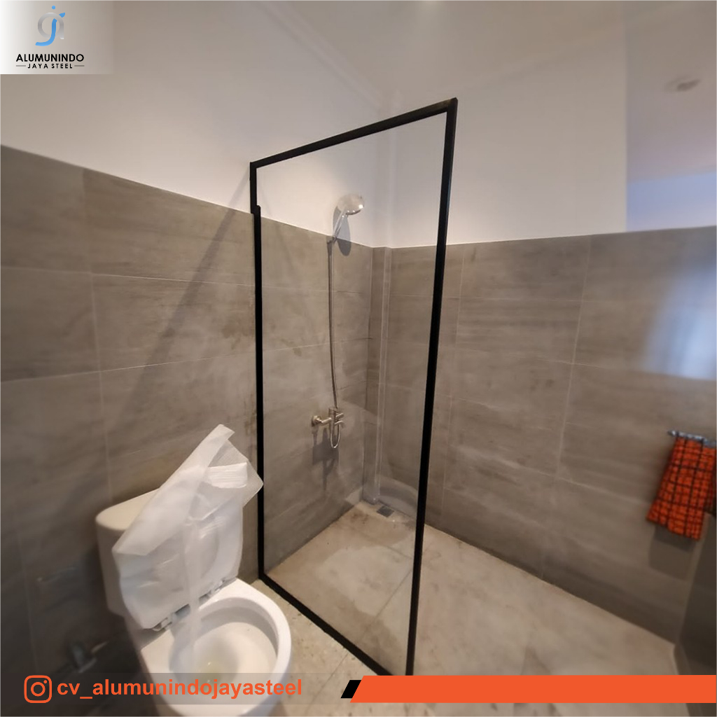 Kaca Shower Tempered 10 mm Frame list U Aluminium