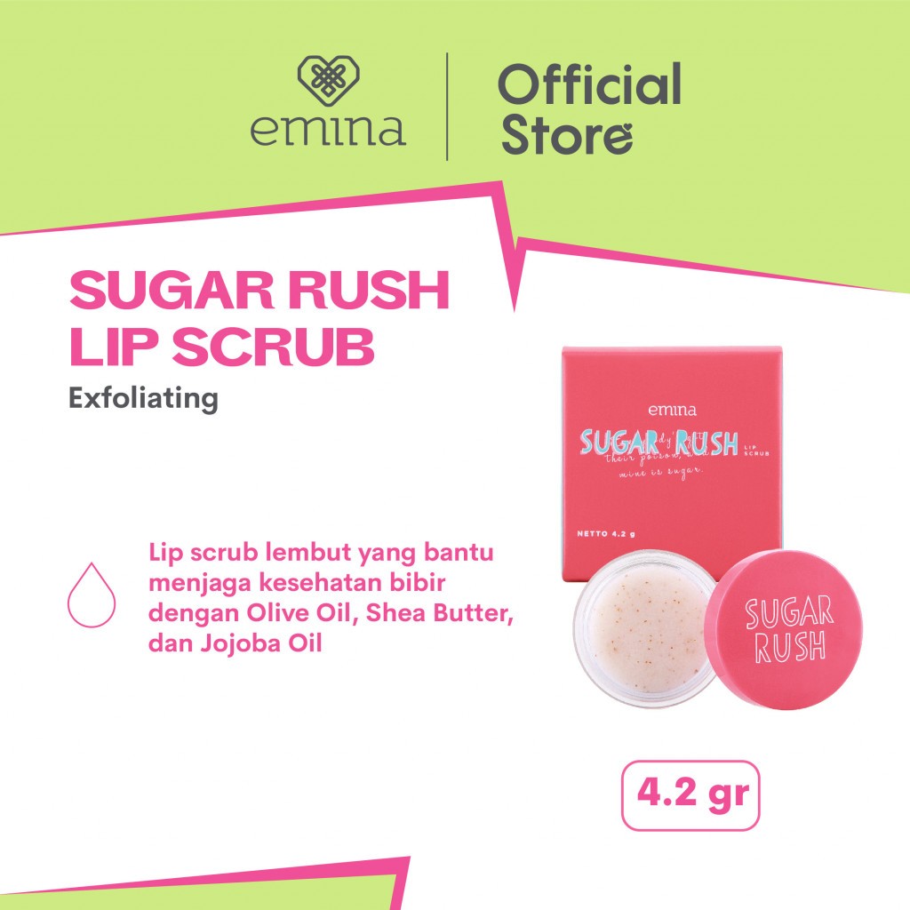 Emina Sugar Rush Lip Scrub 4.2 g - Scrub Eksfoliasi Bibir Melembabkan Image 2
