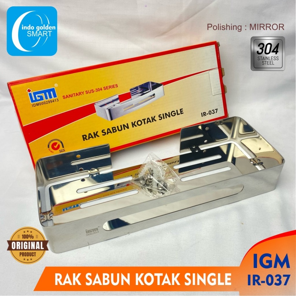 RAK SABUN KAMAR MANDI STAINLESS TEMPEL DINDING KOTAK SINGLE IGM IR-037