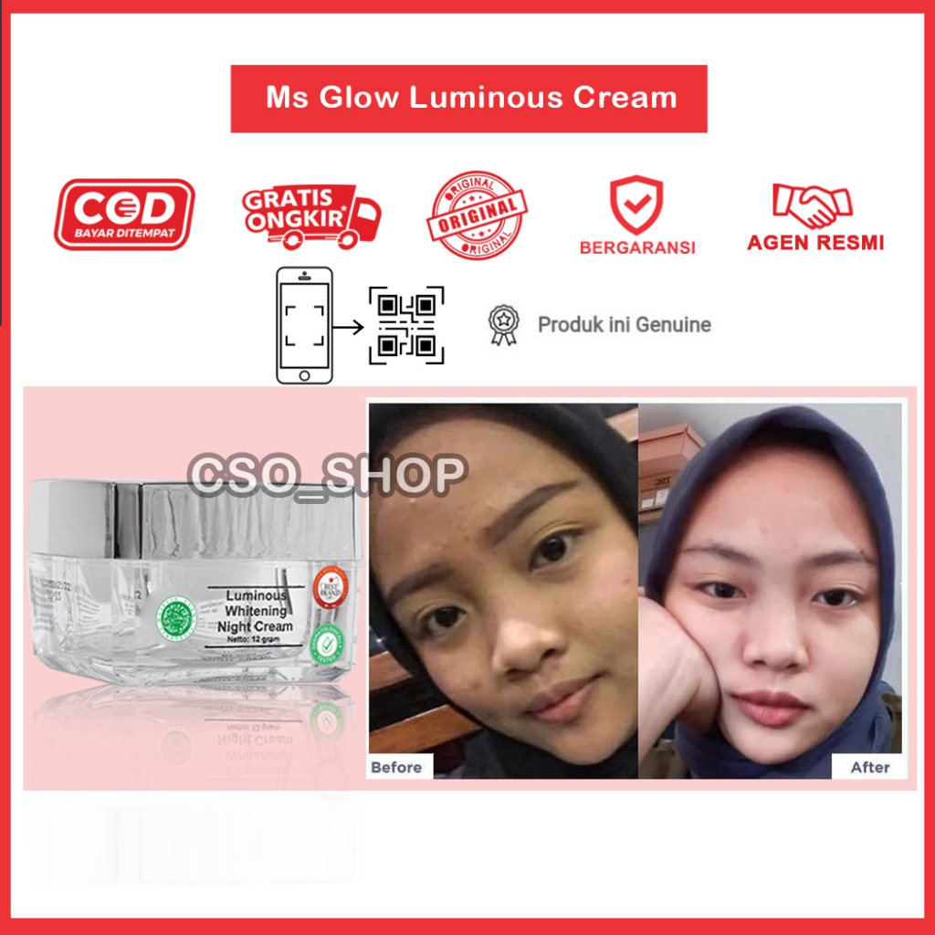 MS Glow Luminous Night Cream - Krim Malam Luminous - Cream Malam MS Glow - Whitening Luminous MS Glo