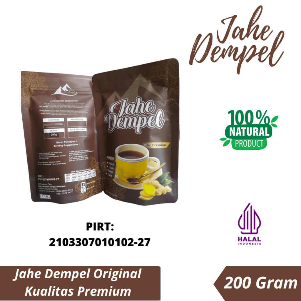 

Jahe Instan Kualitas Premium Murni Tanpa Bahan Pengawet is 200 gram