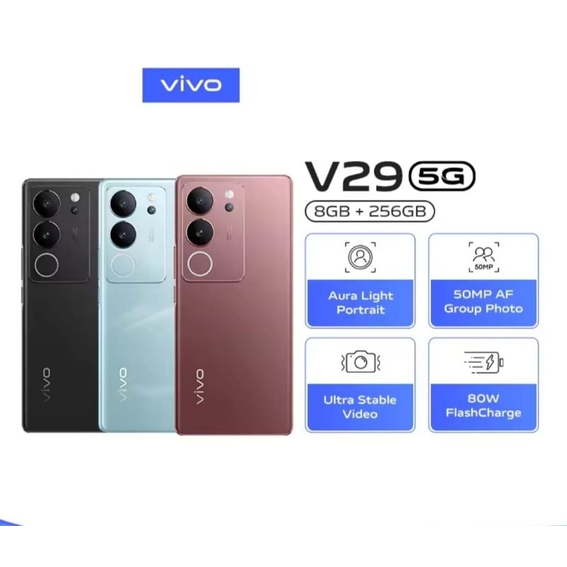 Vivo V29 5G 8/256gb ram 8gb 256gb baru new garansi resmi vivo indonesia original