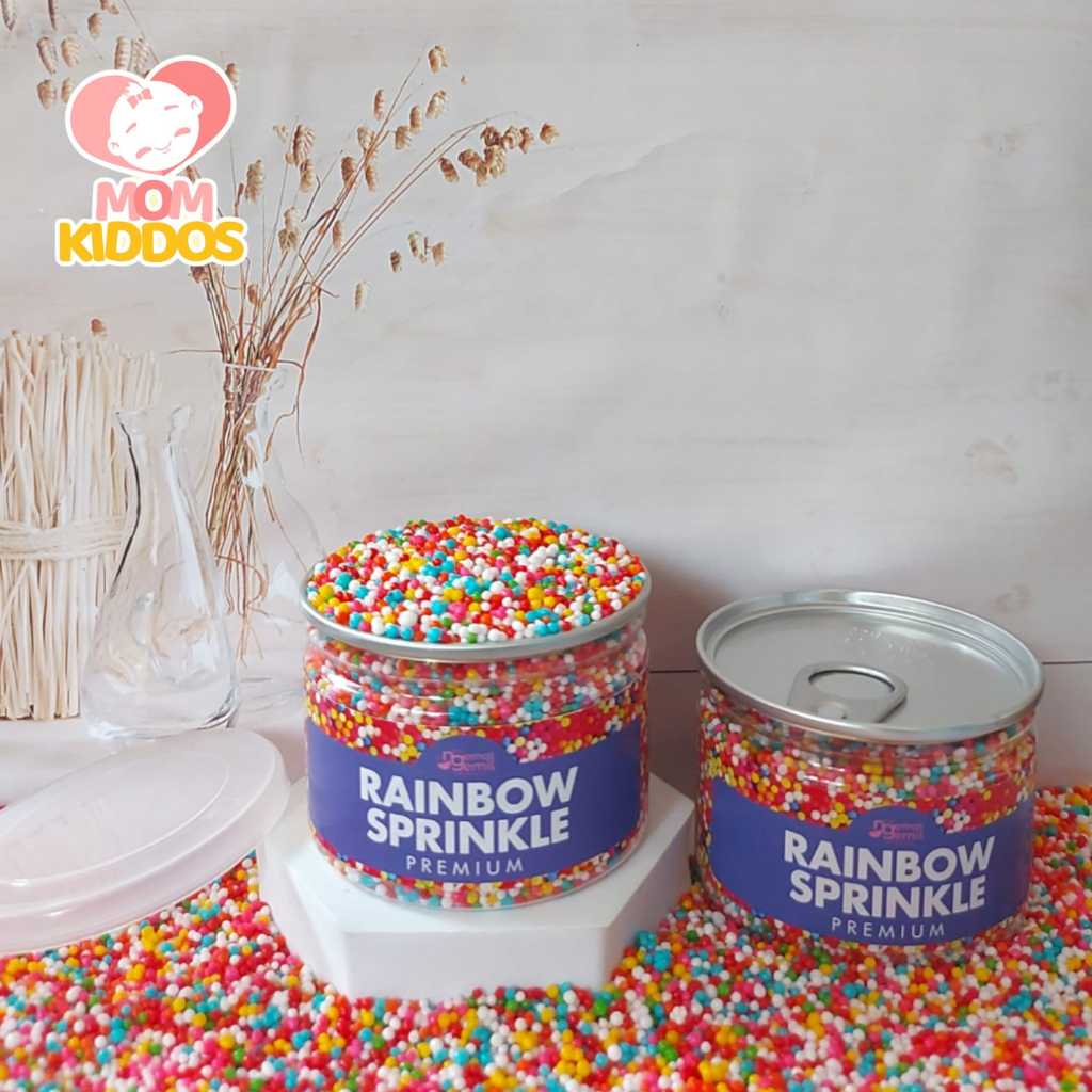 

Rainbow Sprinkle / Trimit Warna Warni Hiasan Kue Premium ( Kemasan PET CAN)