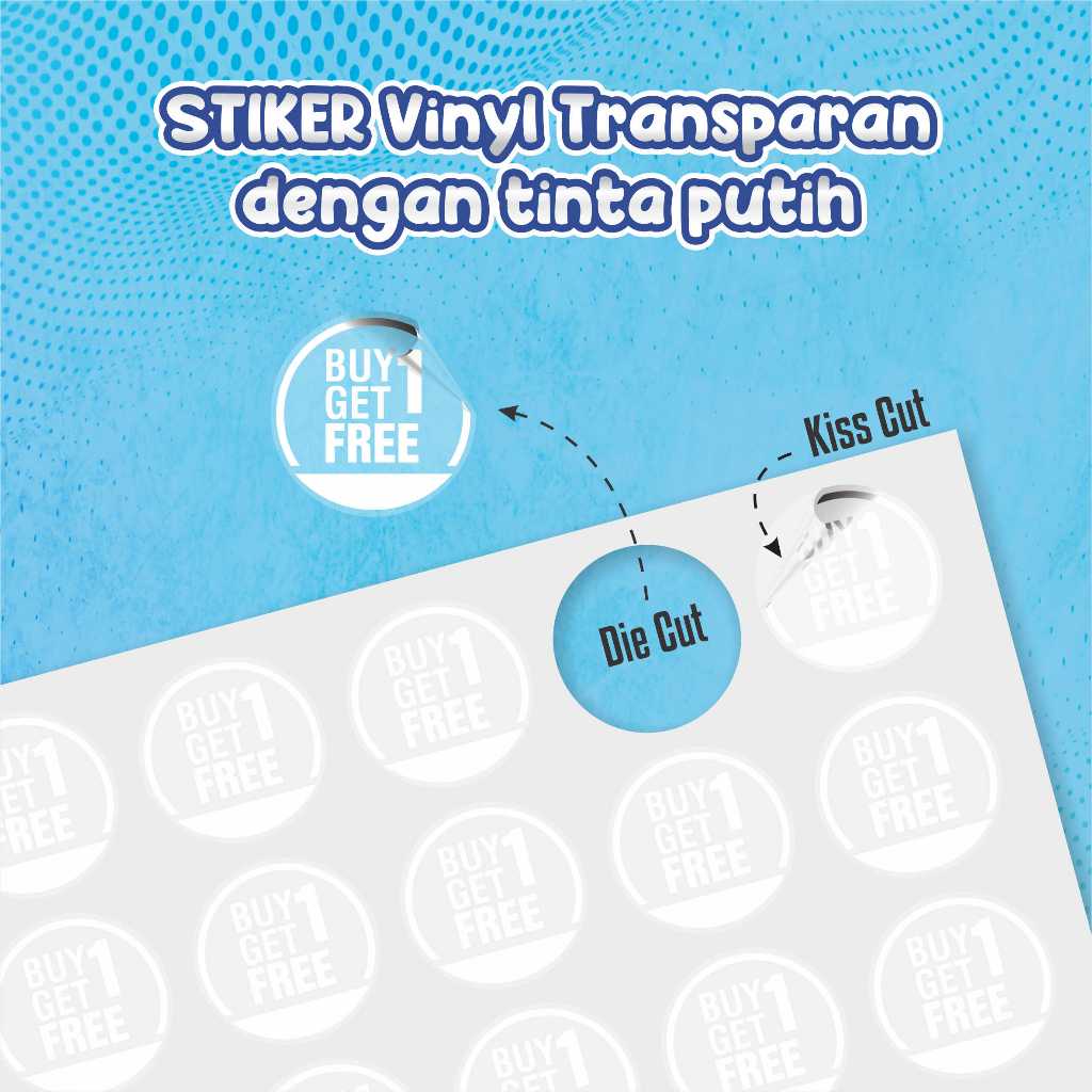 

CETAK - PRINT STIKER VINYL TRANSPARAN TINTA PUTIH CUT A3+ MURAH & INSTAN
