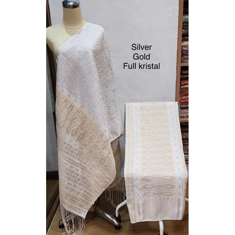 Songket Medan Tumtuman Pengantin Exclusive Silver Full Kristal