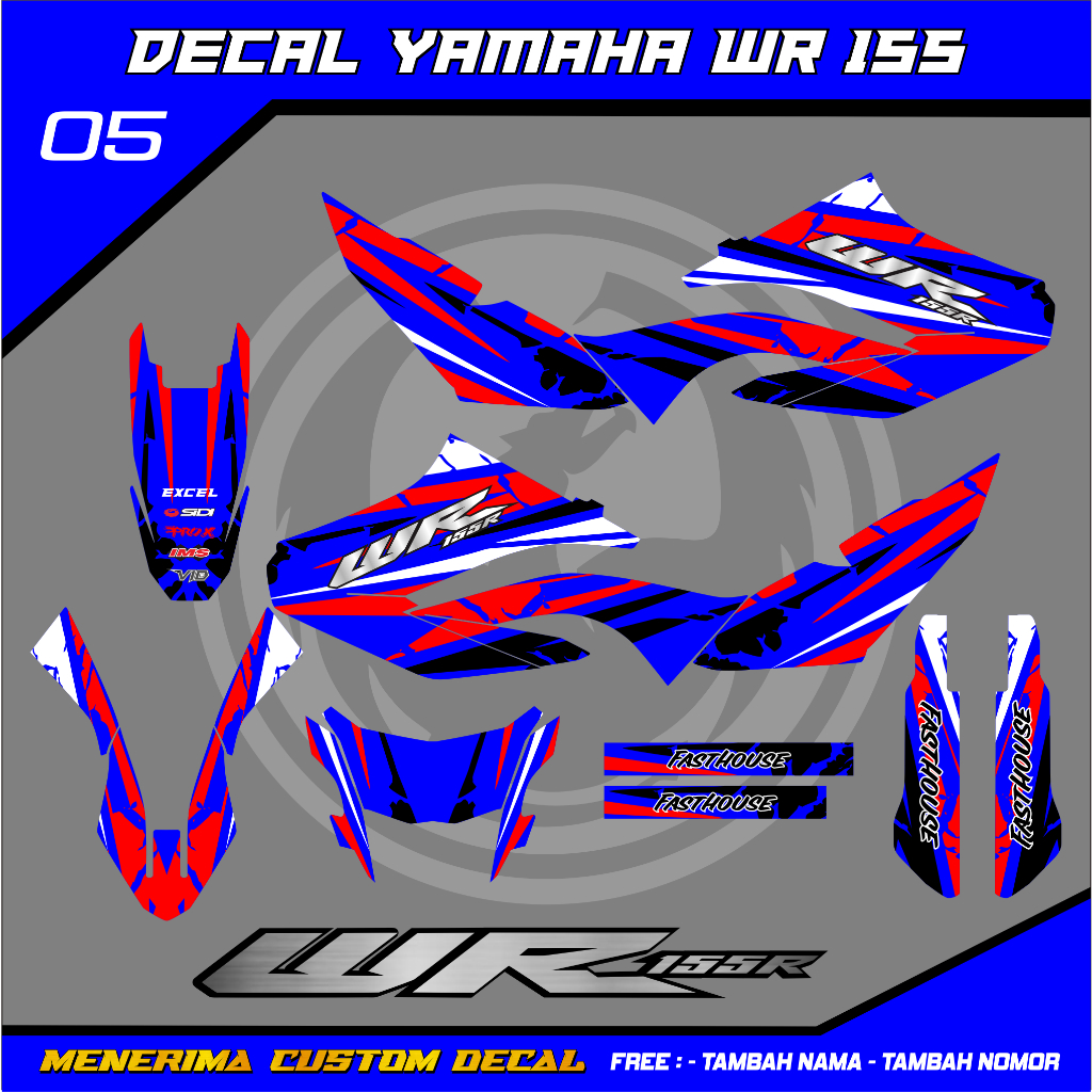 Decal Stiker Yamaha Wr 155 Supermoto Full Body Merah