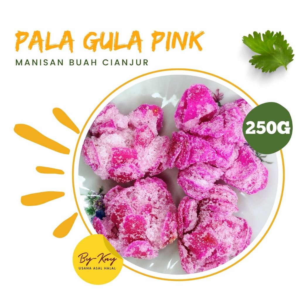 

PALA GULA PINK 250 GRAM MANISAN PALA KERING MANISAN BUAH KERING MANISAN BUAH CIANJUR