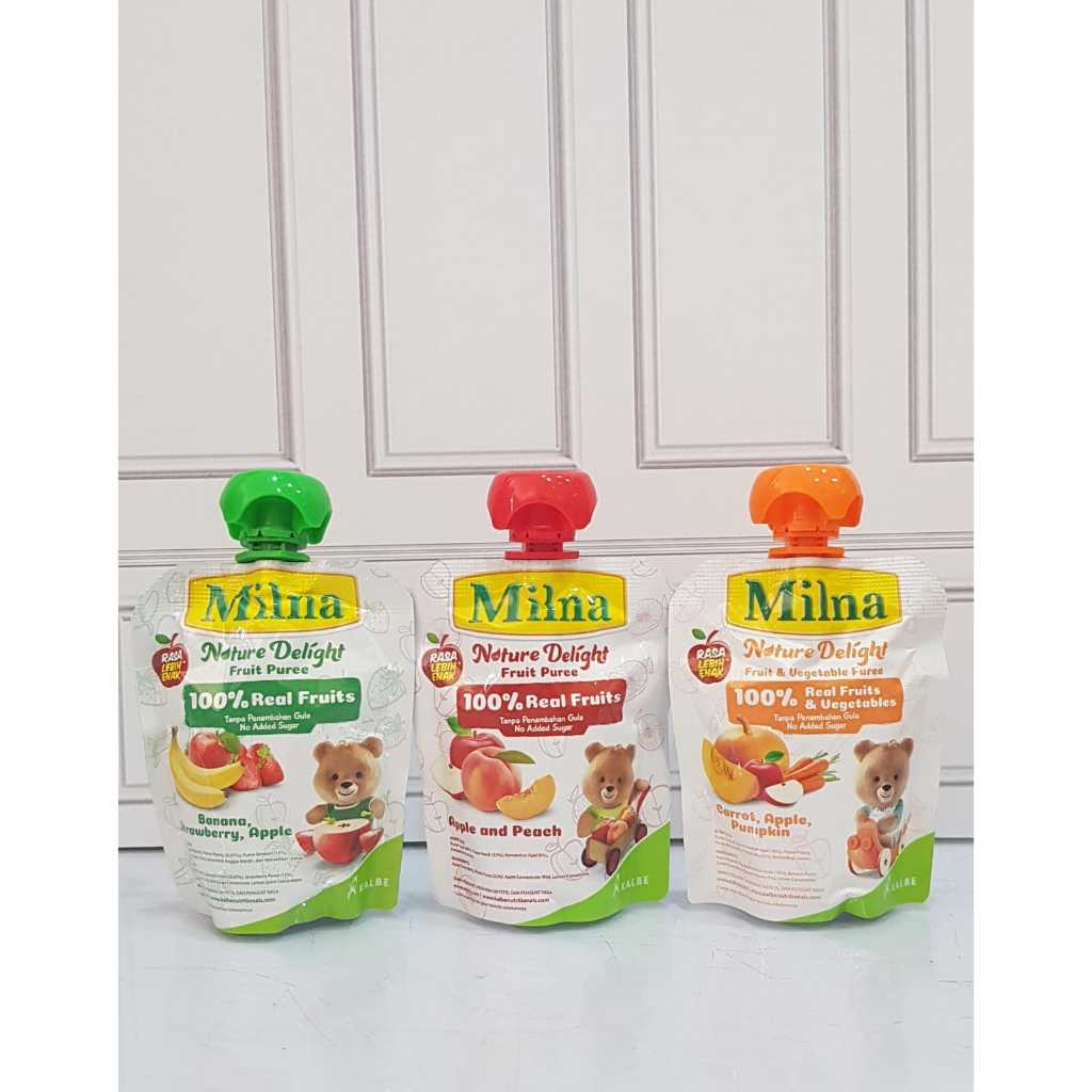 Milna Nature Delight Fruit Puree 80g / jus buah bayi / Mpasi bayi MILNA NATURE DELIGHT Fruit Puree 8