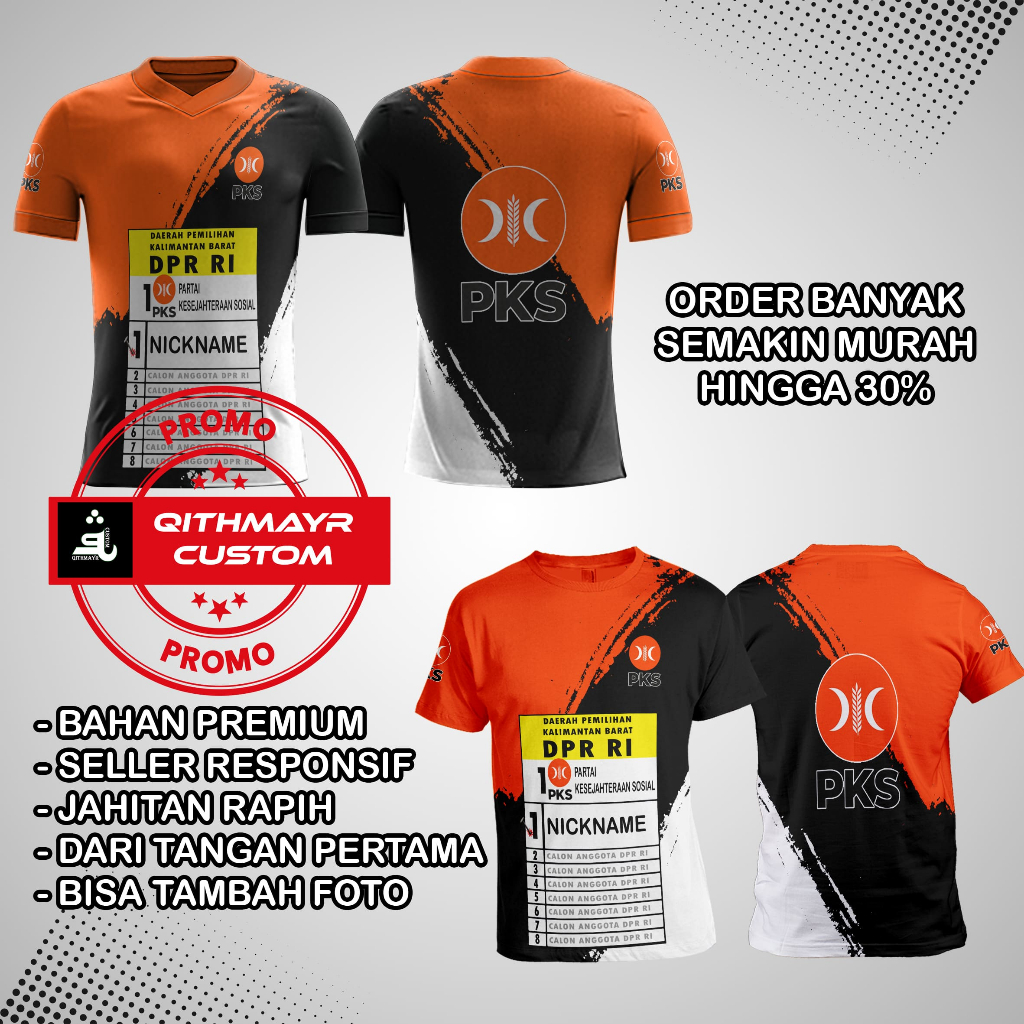 KAOS JERSEY BAJU PARTAI PKS FULLPRINTING 3D TERBARU TERMURAH ELEGAN