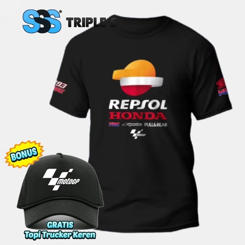 KAOS MOTOGP REPSOL HONDA 93 MARQUEZ TSHIRT BONUS TOPI KEREN