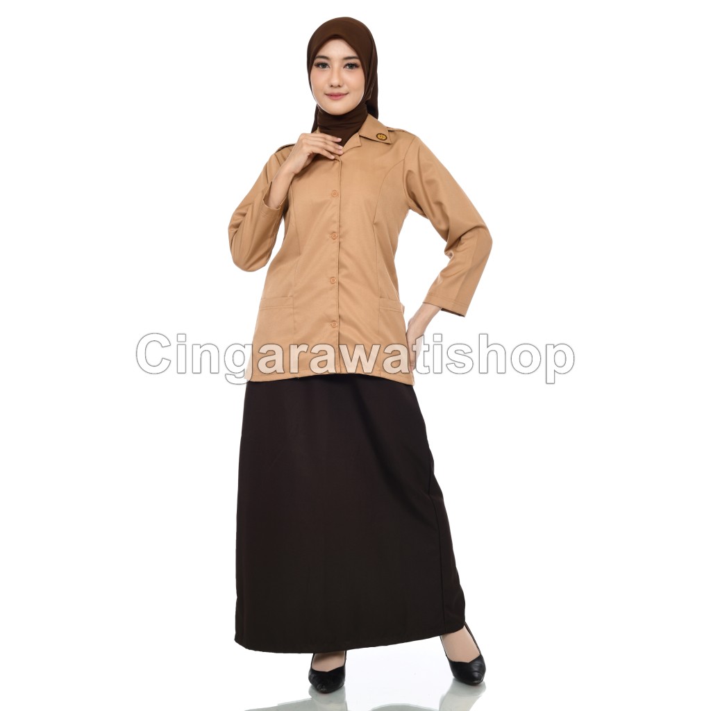 Set Seragam Pramuka Guru Wanita - Kemeja dan Pilihan Rok/Celana