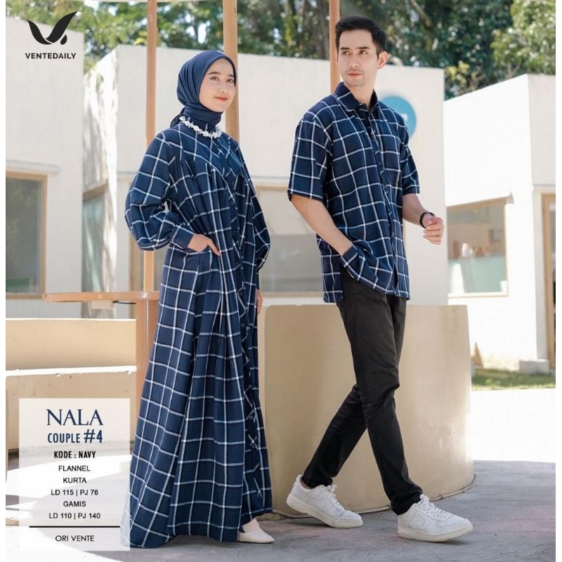COUPLE NALA #4 GAMIS DAN KEMEJA PRIA BAHAN FLANEL PREMIUM MOTIF KOTAK KOTAK BY VENTE DAILY