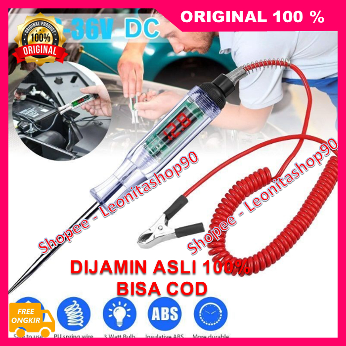 Tespen Test Pen Digital Dc Tespen Kabel Aki DC Dengan Tampilan Digital Untuk Mobil Motor 100% ORIGIN