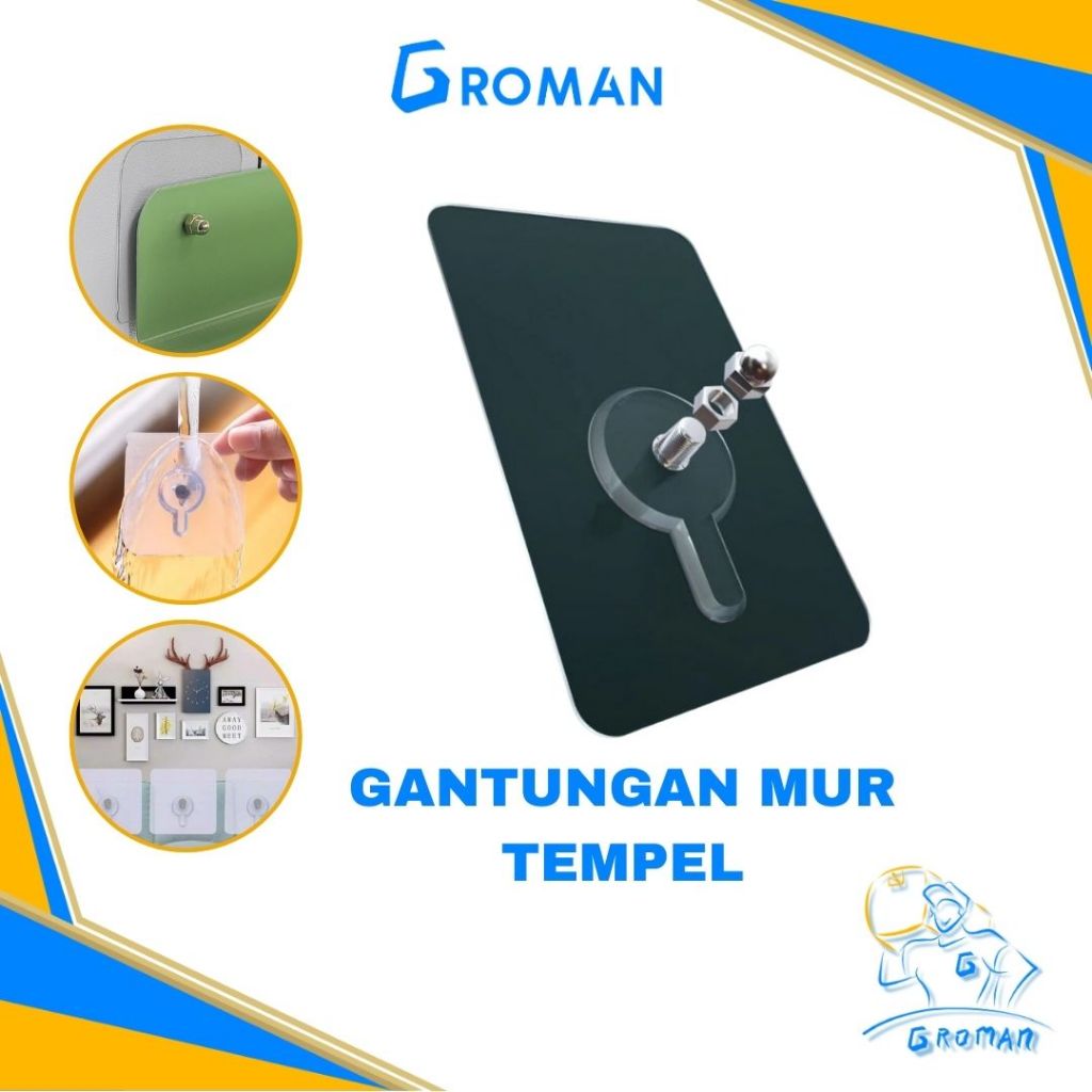 Mur Tempel Paku Bening Hook Tempel Rak Magic Dinding Pengait Tanpa Paku Bor Baut Tempel Kuat