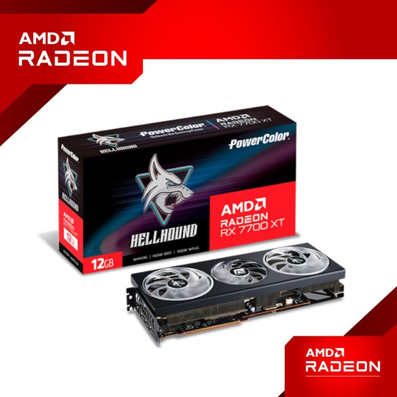 POWERCOLOR RX 7700 XT Hellhound 12GB GDDR6 7700XT 12G 192 BIT VGA AMD RADEON