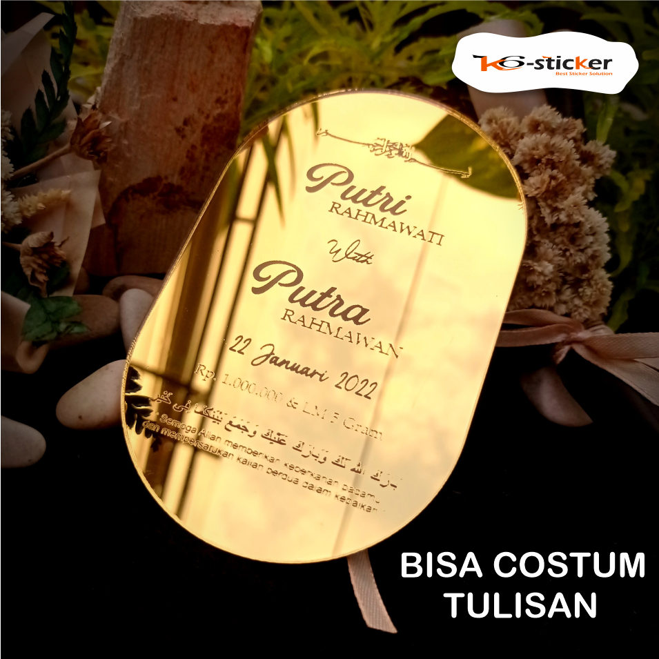 cutting oval grafir nama akrilik mirror isian mahar seserahan srapbook